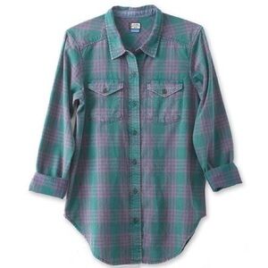 Kavu Button-Up Shirt chambray elbow patches